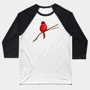 Little Red Bird Watercolor Painting Baseball T-Shirt